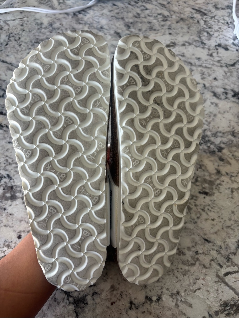 Birkenstock White Cork Thong Sandals with Embossed Logo - Picture 3 of 6